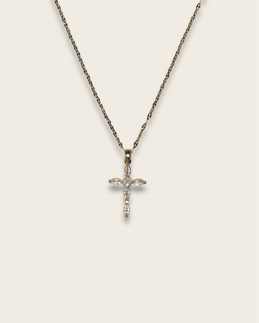 Oval Stone Cross Necklace